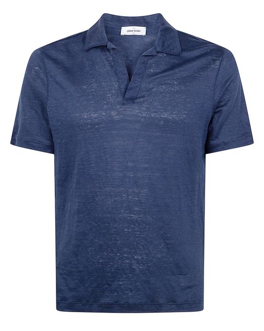 Gran Sasso Blue Logo Print Short Sleeves Skipper Polo Shirt for men