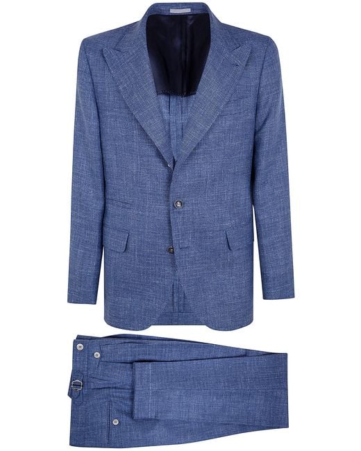 Brunello Cucinelli Blue Fitted Suit for men