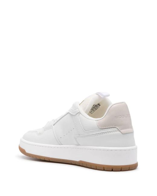 Woolrich White Low Basket Leather Sneakers