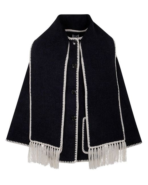 Totême Blue Wool Blend "Embroidered" Scarf Jacket