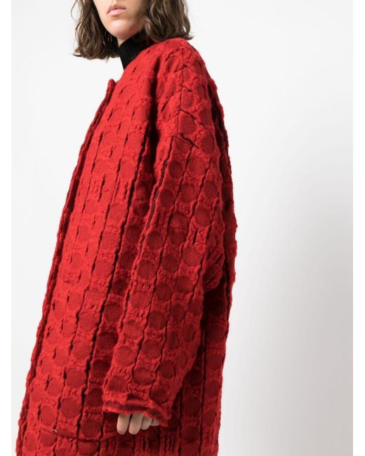 Uma Wang Red All-over Patterned Long-sleeved Coat