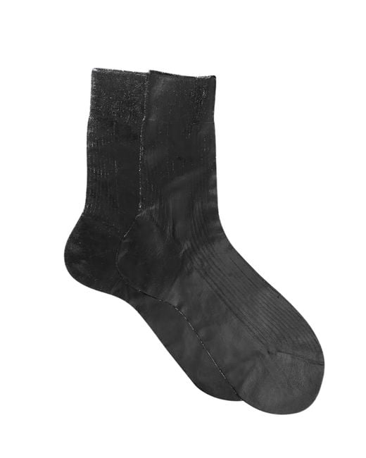 Maria La Rosa Black One Ribbed Laminated Socks