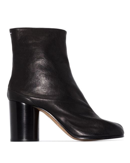 Maison Margiela Black Tabi Leather Heel Ankle Boots