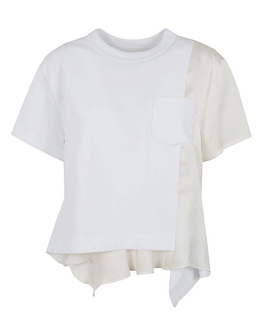 Sacai White Cotton Jersey T-Shirt