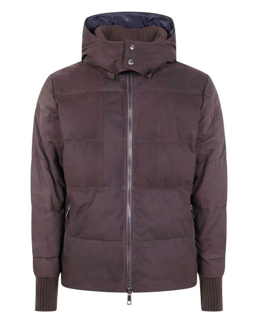 Giorgio Brato Purple Nabuck Leather Padded Jacket for men