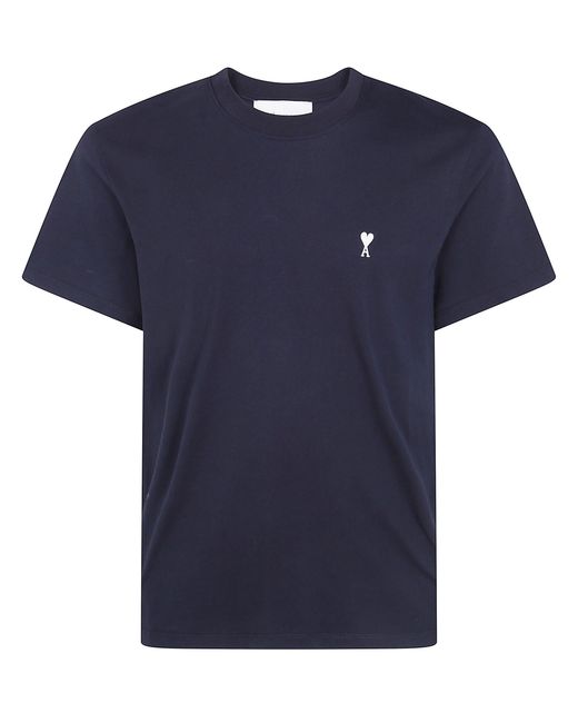 AMI Blue T-Shirt Contrast "Quota Ami De Coeur" for men