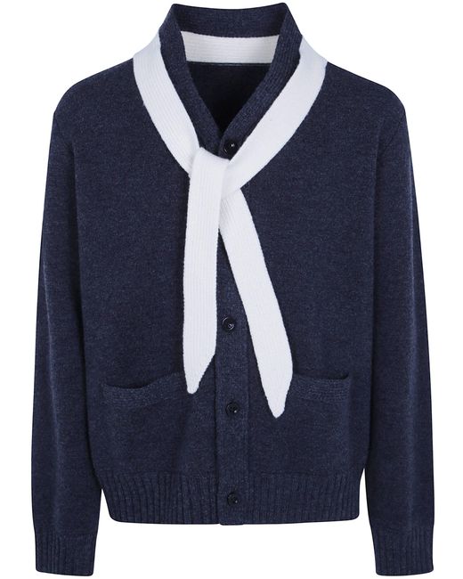 Sacai Blue Sweater Wool Knit Cardigan for men