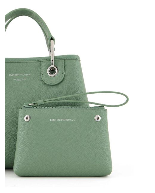 Emporio Armani Green Small Myea Shopper Bag With Deer Print