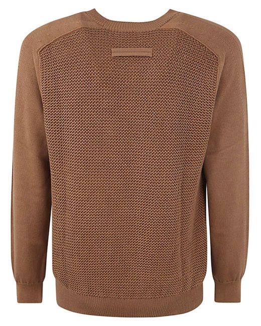 Zegna Brown Cotton And Silk Crew Neck for men