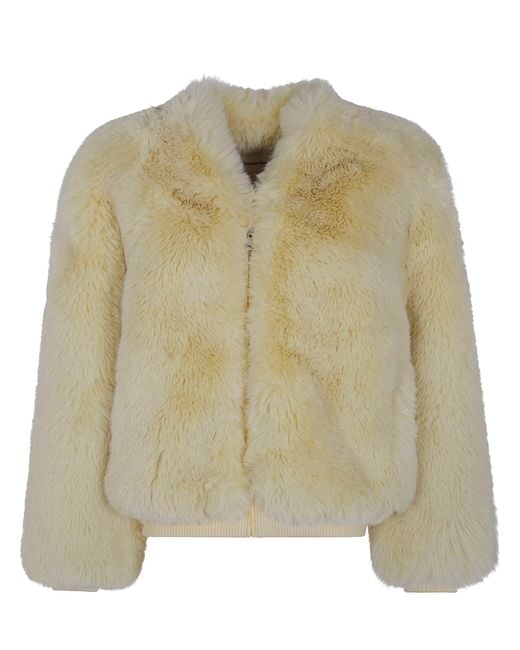 Frankie Shop Green Jacket Faux Fur Collarless "Senna"