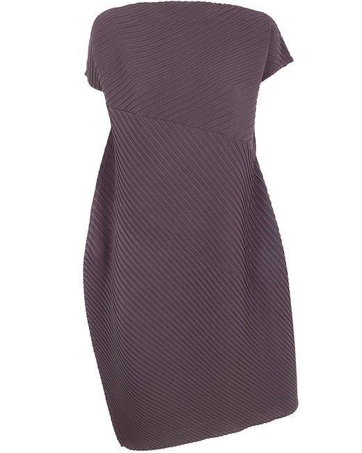Issey Miyake Purple "Plaster Pleats Solid" Volume Midi Dress