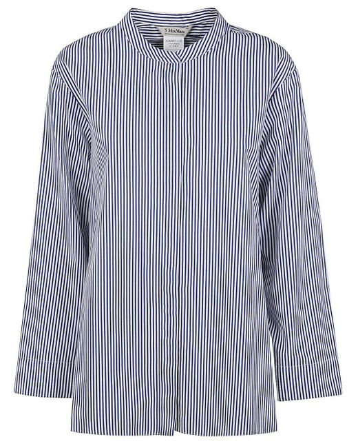 Max Mara Blue Rondine Striped Shirt