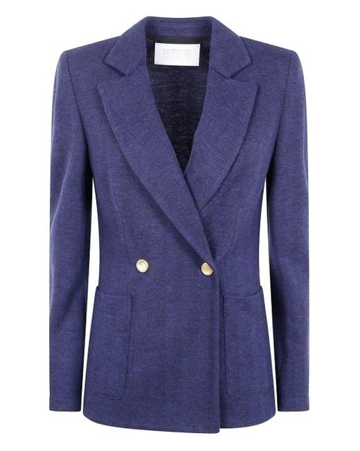 Harris Wharf London Blue Double Breasted Blazer With Shoulder Pads Pa