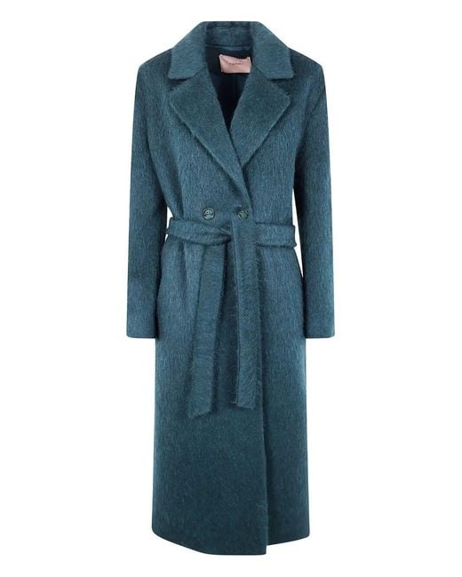 Twinset Blue Classic Coat