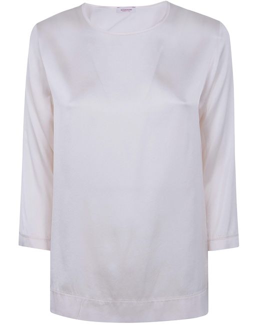Rossopuro White 3/4 Sleeve Silk Blouse