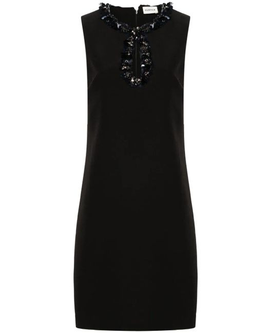 P.A.R.O.S.H. Black Sleeveless Mini Dress With Paillettes