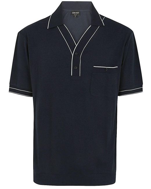 Giorgio Armani Blue Short Sleeves Polo Shirt With Pocket Clothing for men