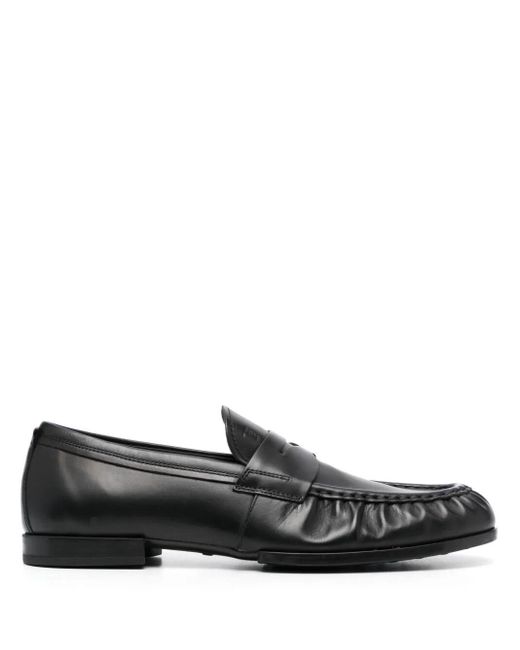 Tod's Black Smooth Leather Loafers for men