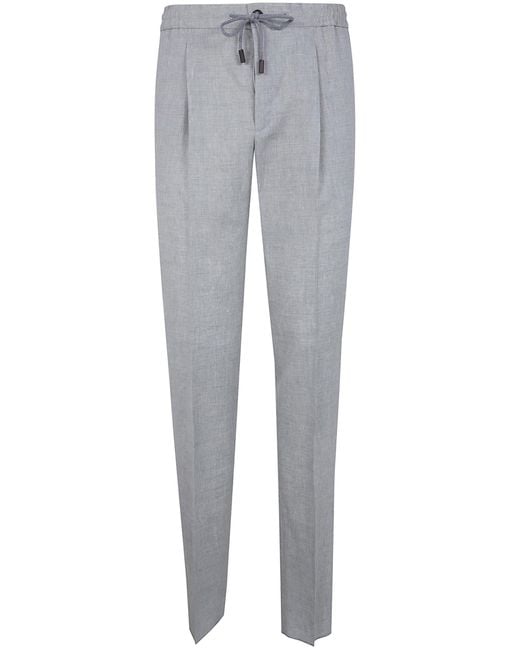 Incotex Gray Elastic Coulisse Waist Chino Trousers for men