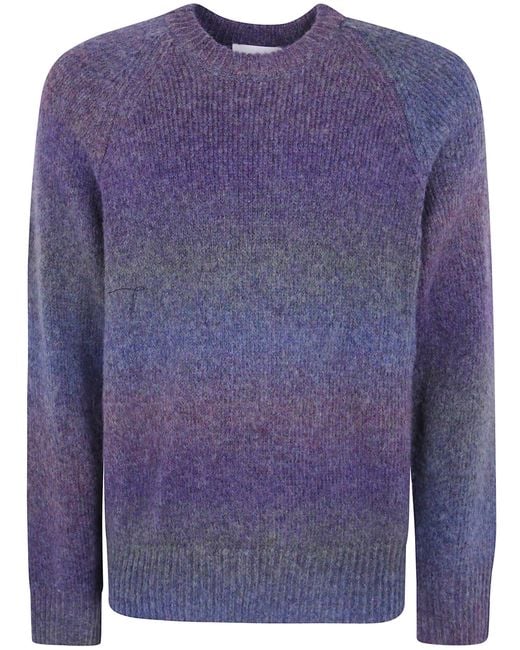 Les Deux Blue Gradient Round Neck Knit Sweater for men