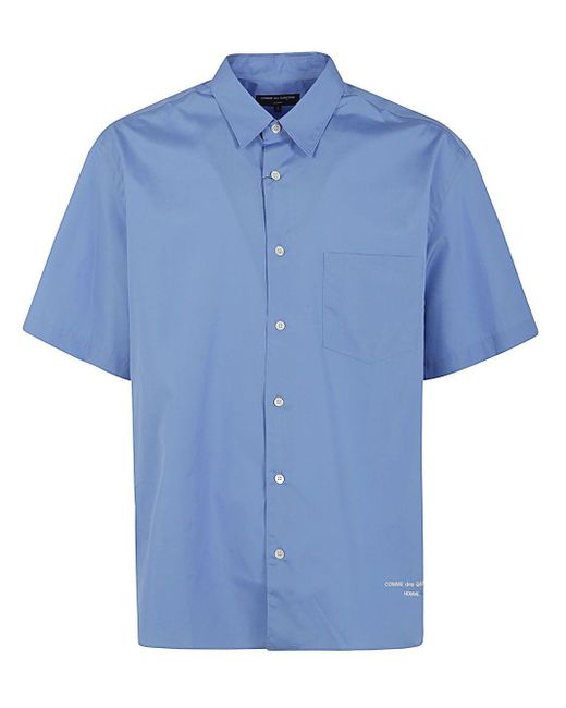 Comme des Garçons Blue Iconic Cotton Shirt With Logo for men