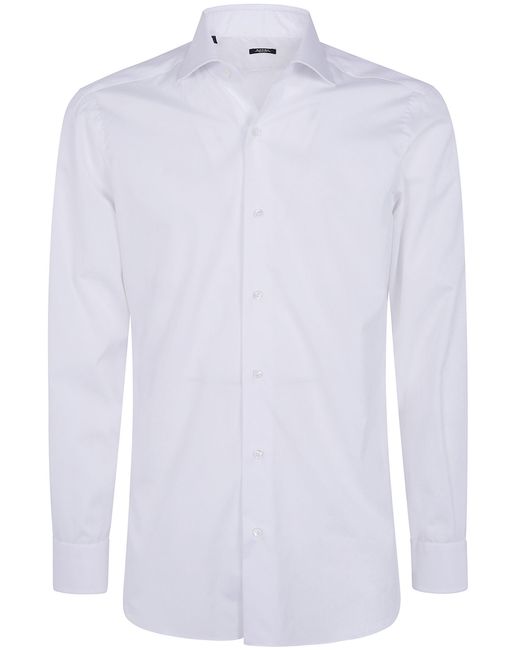 Barba Napoli White Logo-Patch Button-Up Jacket for men
