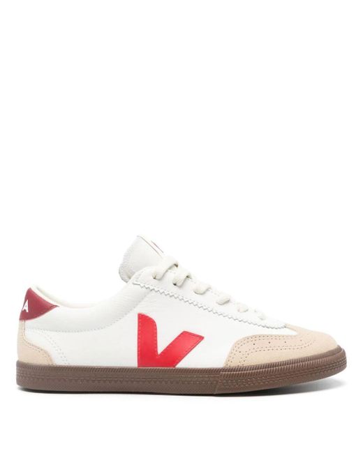 Veja Pink Volley Panelled Leather Sneakers