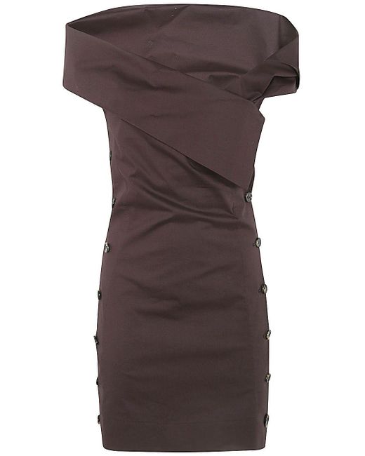 Philosophy Brown Singke Shoulder Mini Dress