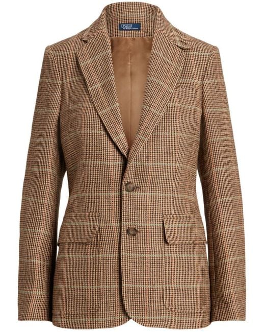 Polo Ralph Lauren Brown Checked Single-breasted Blazer