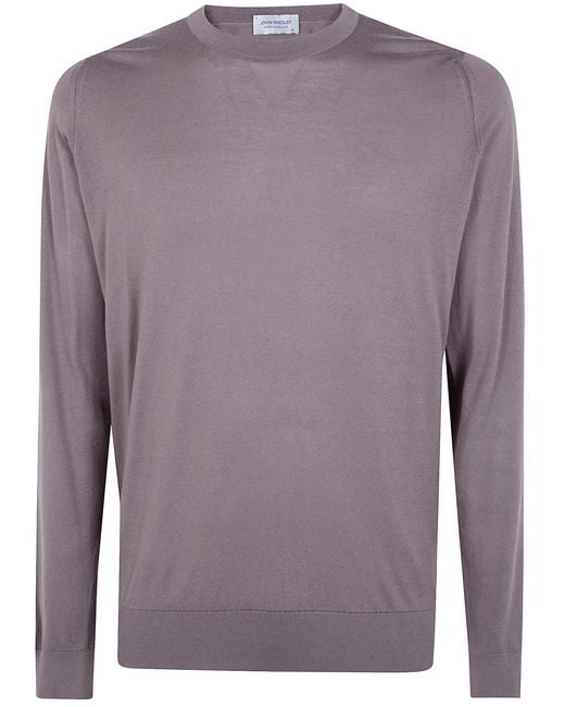 John Smedley Purple "Rowland" Crewneck Long Sleeves Pullover for men