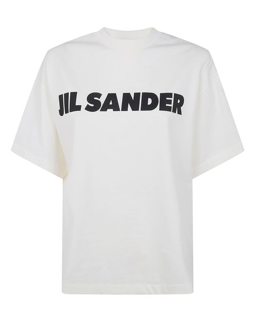 Jil Sander White Crewneck Short Sleeves Classic Print T-Shirt