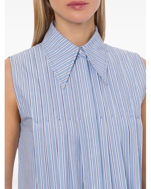 Alberta Ferretti Blue Cropped Striped Shirt