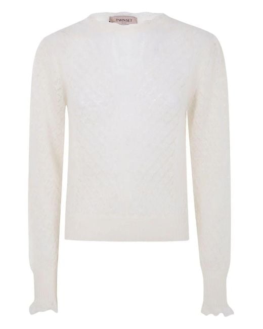 Twinset White Round Neck Sweater