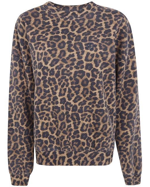 Anine Bing Gray Miles And Leopard Sweatshirt