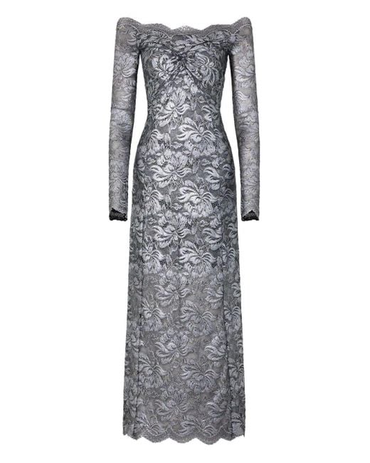 Rabanne Gray Long Sleeves Long Lace Dress
