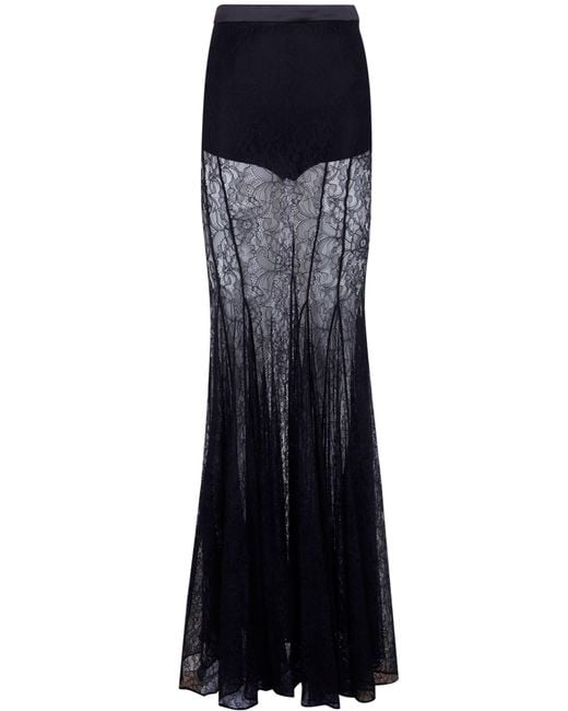 Elisabetta Franchi Blue Long Flamenco Skirt