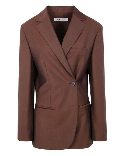 Rohe Brown Dual Tone Piqué Overlap Suit Jacket