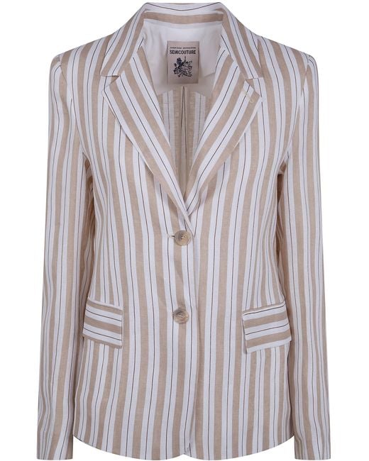 Semicouture Natural Stripe Linen Classic Jacket