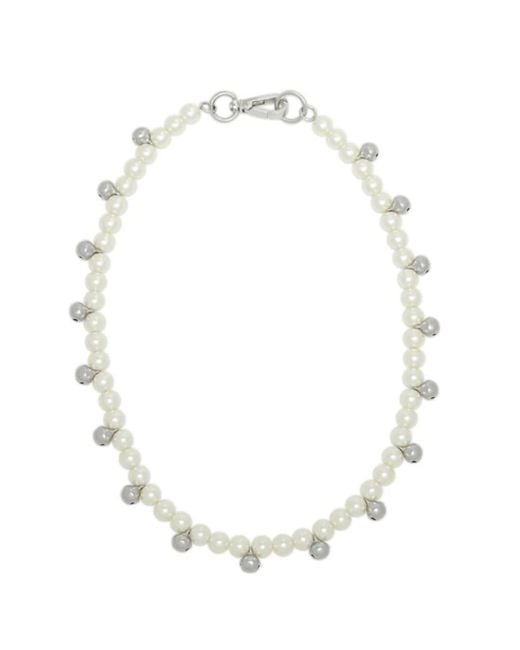 Simone Rocha White Bell Charm And Pearl Necklace Accessories