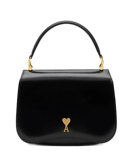 AMI Black Top Handle "Paris Paris" Bag