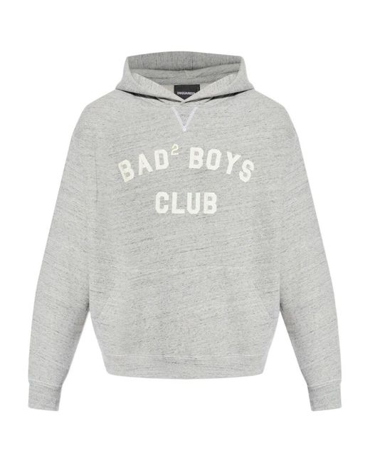 DSquared² Gray Short & Wide Fit Hoodie for men