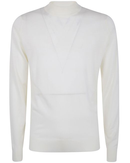 John Smedley White "Harcourt" Mock Neck for men