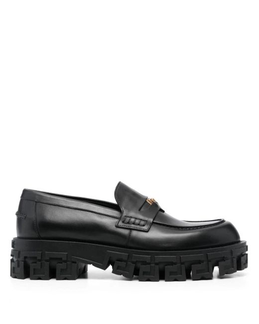 Versace Black Greca Portico Loafers for men