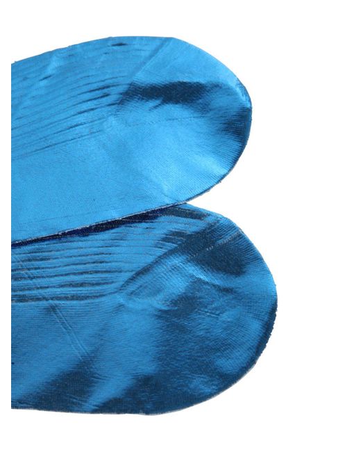 Maria La Rosa Blue Ribbed Laminated Silk Socks