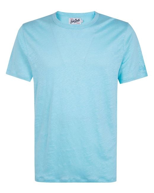 Mc2 Saint Barth Blue Linen Roundneck Sweater for men