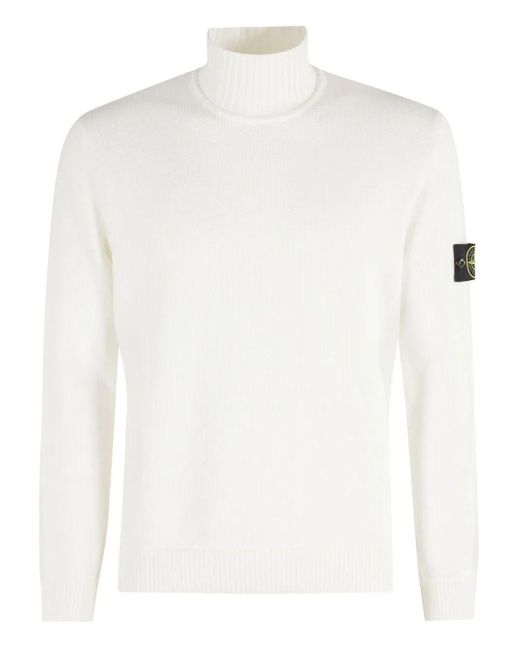 Stone Island White "Winter Cotton" T-Neck for men