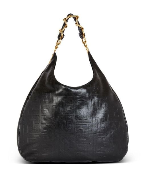 Balmain Black Large Hobo 1945 Shoulder Bag