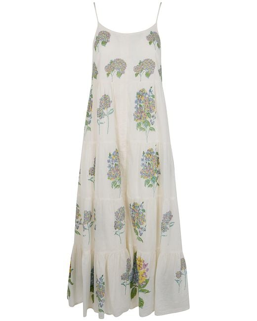 UPAVITA White Dress Floral Print "Summer Midi Dress"