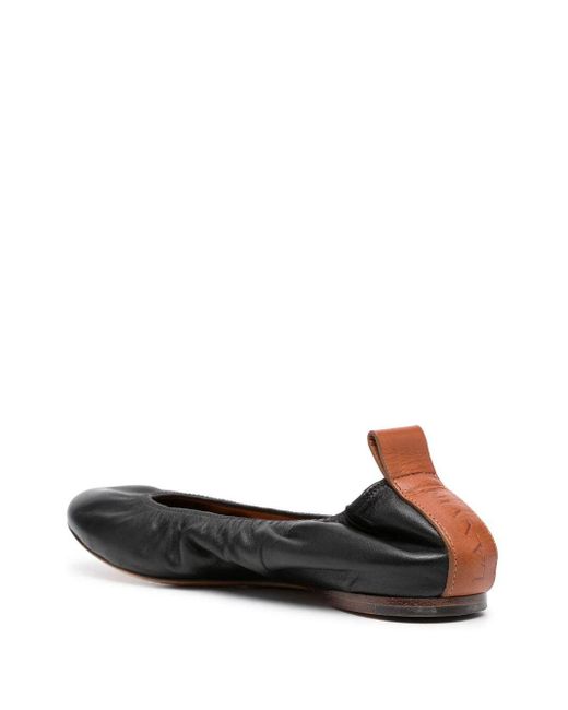 Lanvin Black Leather Ballerina Shoes