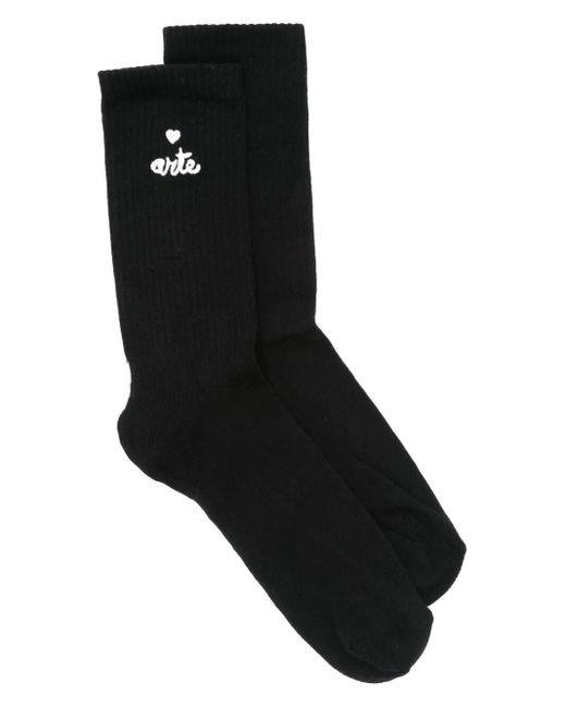 Arte' Black Heart Logo Socks for men